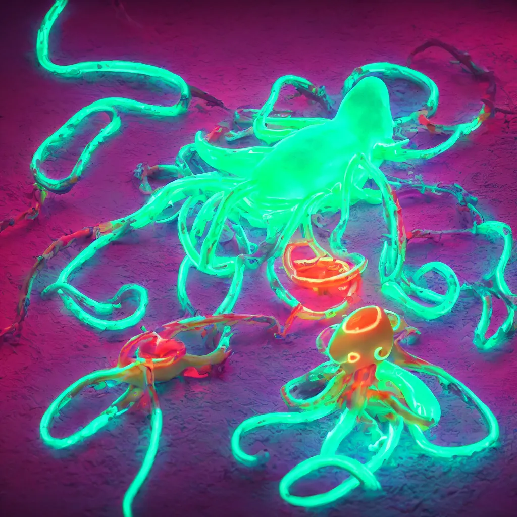 Prompt: glowing neon octopus, trending on Artstation, high definition, award winning, best, top, popular, 8k,4k