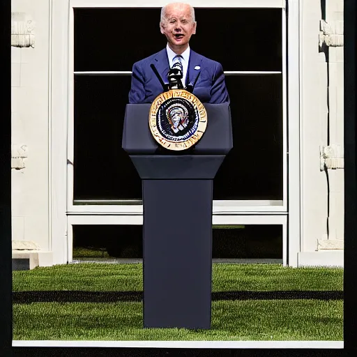 Prompt: president joe biden with his eyes bigger than his body realistic 5 5 mm photograph