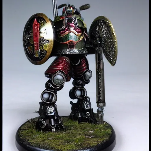 Prompt: 8 0 mm resin detailed miniature of a warhammer 4 0 k robot viking, product introduction photos, 4 k, full body, hyper detailed,