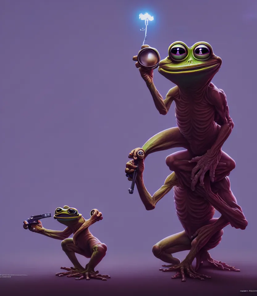 Image similar to pepe the frog, ultra realistic, dramatic lighting, authoritative pose, highly detailed by peter mohrbacher, hajime sorayama, wayne barlowe, boris vallejo, aaron horkey, gaston bussiere, craig mullins, octane render, cycles render, vray, iridescent