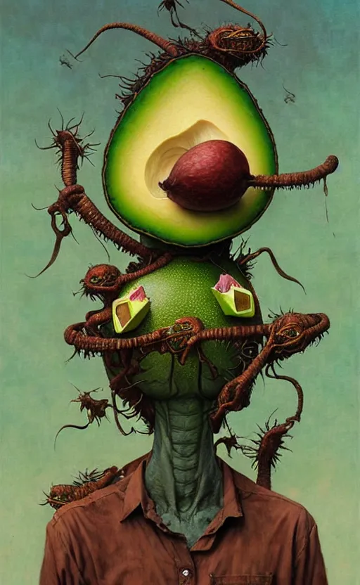 Image similar to imaginative anthro avocado creature painting by chiara bautista, beksinski and norman rockwell and greg rutkowski weta studio, tom bagshaw and lucasfilm