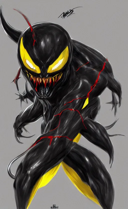 Image similar to venom as pikachu, dynamic lighting, photorealistic dark fantasy concept art, trending on art station, stunning visuals, creative, cinematic, ultra detailed