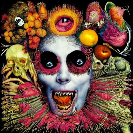 Prompt: punk album cover, psychedelic, giuseppe arcimboldo