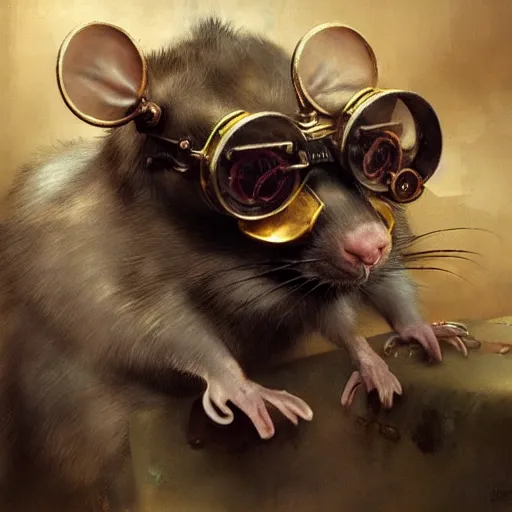 Image similar to a rat with steampunk googles, by Ruan jia