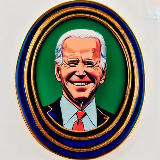 Image similar to An enamel portrait of Joe Biden