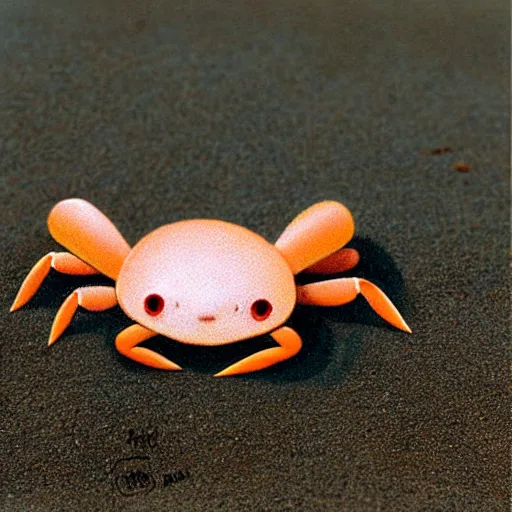 Image similar to A cute smiling crab on the beach, cute digital art by Quint Buchholz