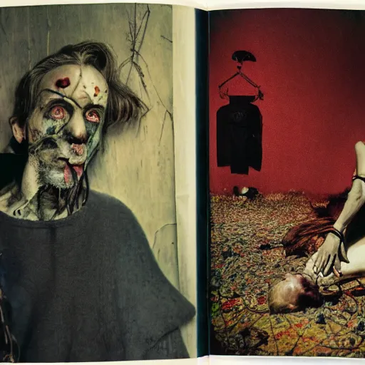 Prompt: 3 5 mm color photography, joel - peter witkin, beksinski, and stephen gammell, vogue shoot
