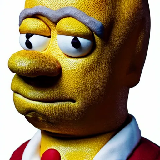 Prompt: chocolate sculpture of homer simpson, stylish lighting, magazine photo,