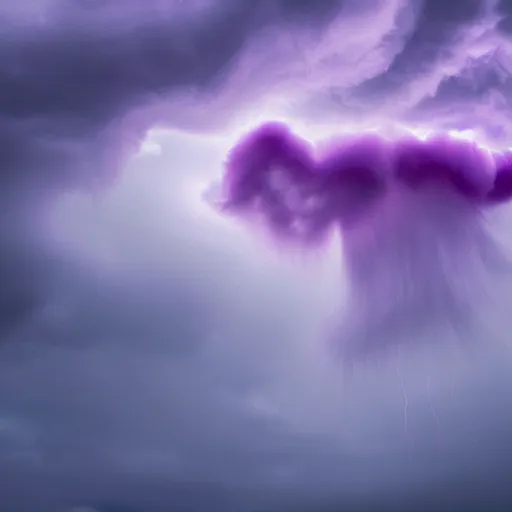 Prompt: amazing photo of a purple clouds in the shape of a tornado, digital art, beautiful dramatic lighting