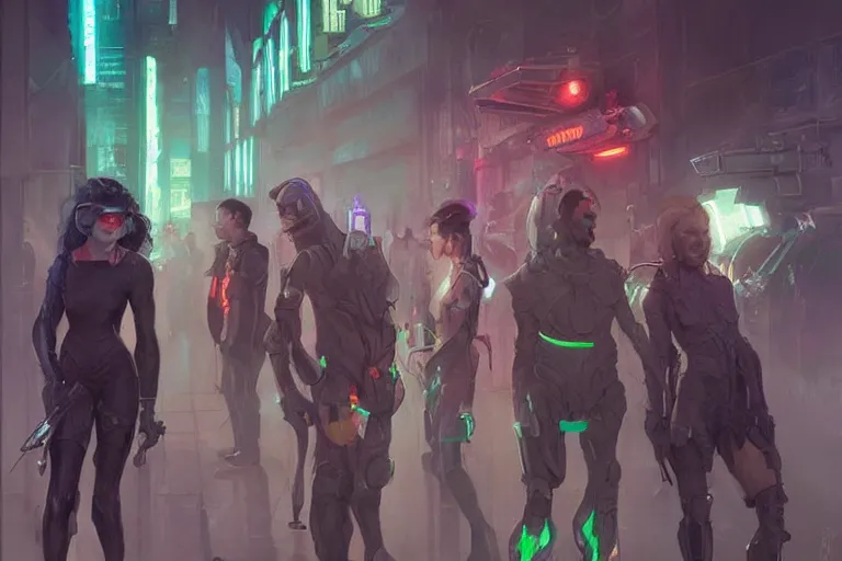 Image similar to cyborg Harry Potter in center in cyberpunk, neon lighting, digital art from artstation by Ruan Jia and Mandy Jurgens and Artgerm and william-adolphe bouguereau and Greg Rutkowski and Wayne Barlowe