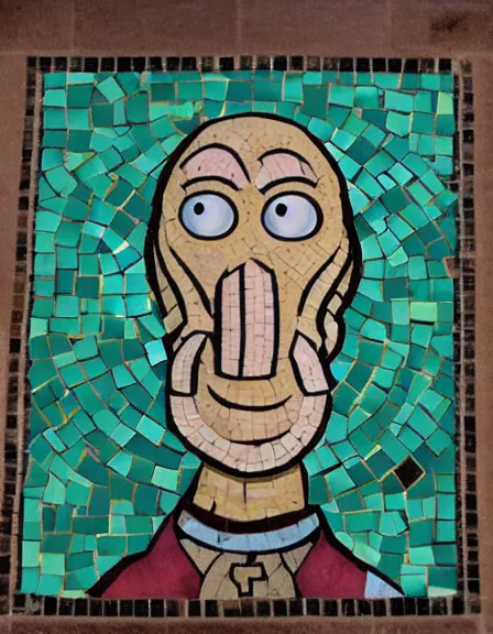 Image similar to A mosaic of Squidward Tentacles as a saint