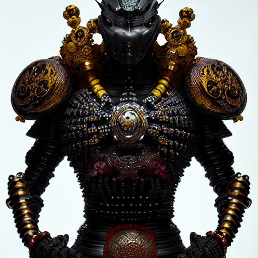 Image similar to cyber black samurai made of beads : by michal karcz, daniel merriam, victo ngai and guillermo del toro : ornate, dynamic, particulate, intricate, elegant, highly detailed, centered, artstation, smooth, sharp focus, octane render