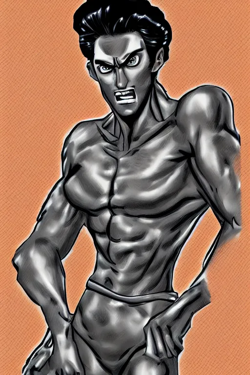 Image similar to Gigachad in the style of Hirohiko Araki, Digital art