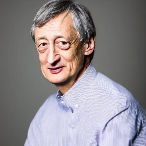 Image similar to portrait photo still of geoffrey hinton, 8 k, studio lighting, key light, 8 5 mm f 1. 8