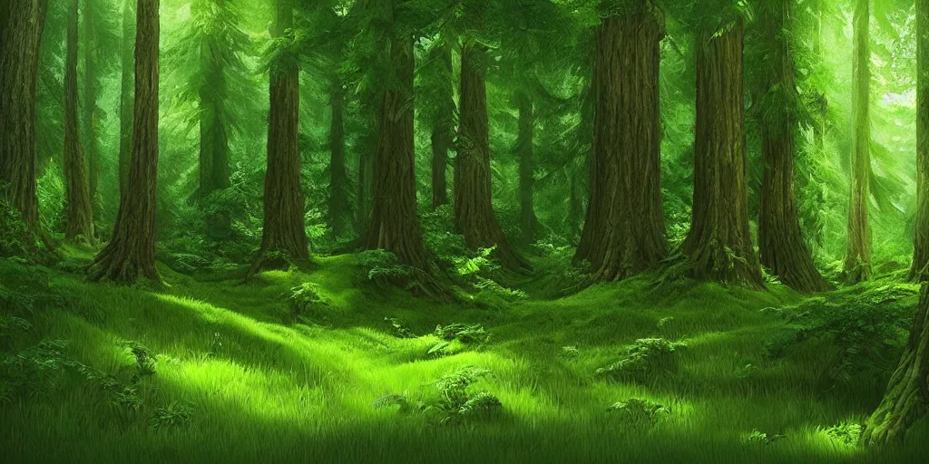 Prompt: “Ultra realistic illustration, lush green cedar forest glade, highly detailed, digital painting, artstation, concept art, smooth, sharp focus, illustration”