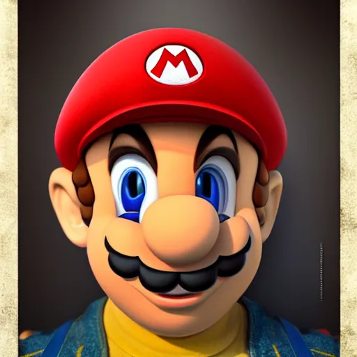 Prompt: super mario in real life, hyper - real, portrait of a human known as mario