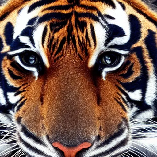 Image similar to a tiger with american flag eyes, 8 k, high definition, highly detailed, photo - realistic