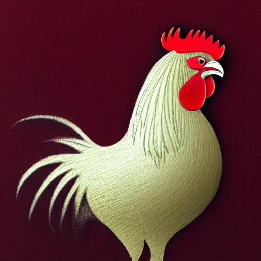 Image similar to a drawing of a rooster on a white background, a computer rendering by rosa bonheur, shutterstock, cloisonnism, photoillustration, sabattier filter, logo