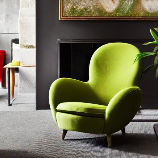 Prompt: An armchair that looks like an avocado