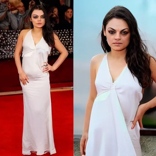 Prompt: goddess Mila Kunis wearing pool of honey, hyper realistic award winning photography