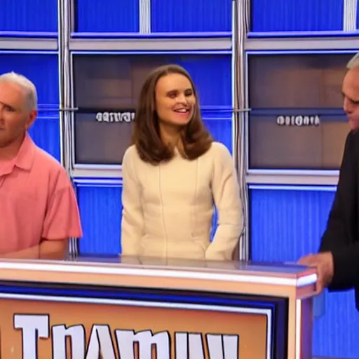 Image similar to natalie portman screaming on jeopardy game show