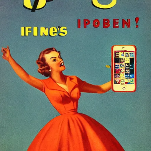 Image similar to 1 9 5 0's iphone advertisement, digital art