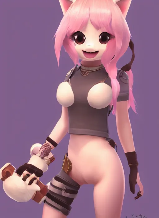 Image similar to female furry mini cute style, character adoptable, highly detailed, rendered, ray - tracing, cgi animated, 3 d demo reel avatar, style of maple story and zootopia, maple story gun girl, fox from league of legends chibi, soft shade, soft lighting