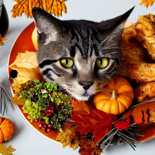 Image similar to photo of a thanksgiving dinner that looks like cats
