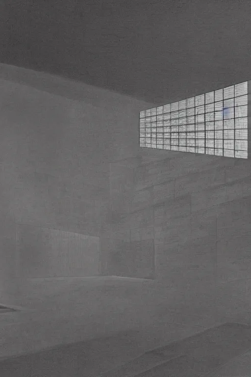 Image similar to Artwork by Tadao Ando of the cinematic view of the Temple of Infernal Writings.