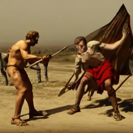 Image similar to film still of King David Slaying Goliath (2012)