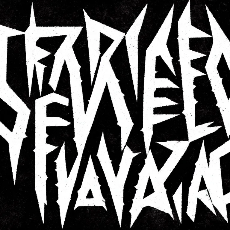 Image similar to symmetrical heavy trash metal spiky dark creepy dark dirty grungy font logo typography illustration white logo on black background