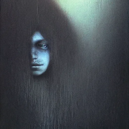 Prompt: portrait painting of 16 years old werewolf (girl), by Beksinski