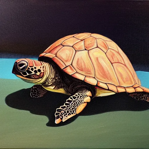 Prompt: a painting of a turtle by anderson, sophie