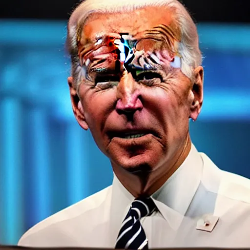 Prompt: joe biden with a really long neck