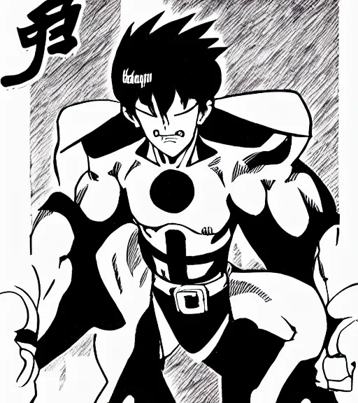 Prompt: go nagai ishikawa ken style manga hero boy detailed ink drawing hd key visual official media