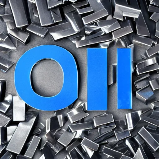 Prompt: Logo of the words \'LITTLE BIG THINGS\' made out of polished metal, laying on a blue translucent background, top down shot, extreme detail, 8k