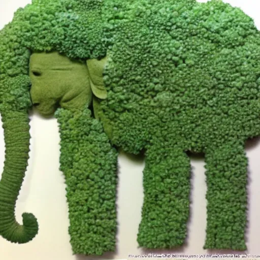 Prompt: an elephant made out of broccoli