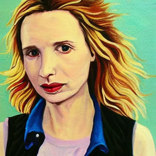 Image similar to a painting of julie delpy