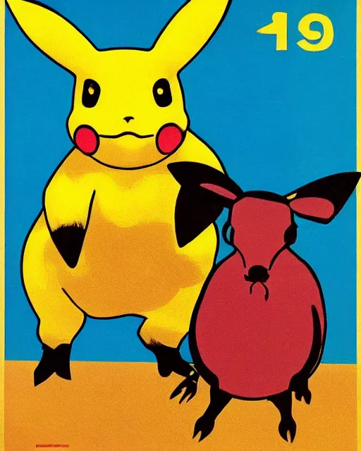 Image similar to spanish bullfighting posters of a picachu