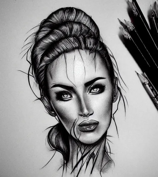 Image similar to amazing fade effect of beautiful mountain scenery with a beautiful woman face, tattoo design sketch, hyper - realistic, in the style of matteo pasqualin, amazing detail, black and white