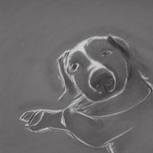 Image similar to expressive charcoal sketch of a dog playing fetch