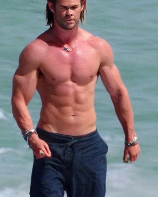 Prompt: Chris Hemsworth very thin, body shot, highly detailed, detailed face