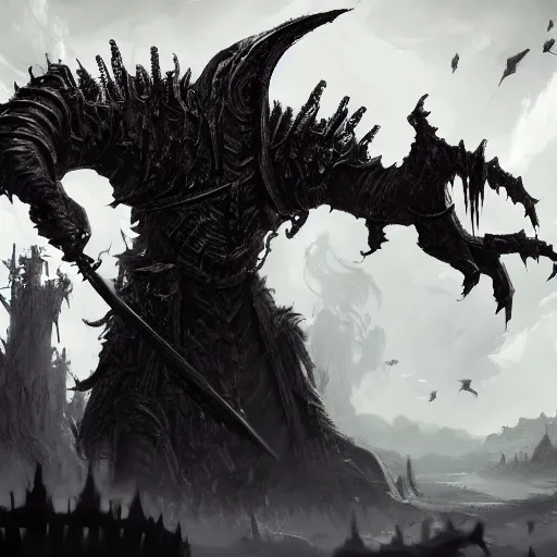 Image similar to discord as a dark souls boss digital art in the style of Greg Rutkowski and Craig Mullins, 4k