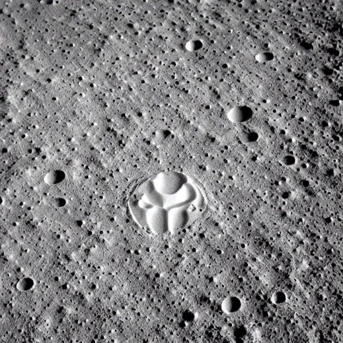 Prompt: boot heel print on the lunar surface look like the punisher symbol