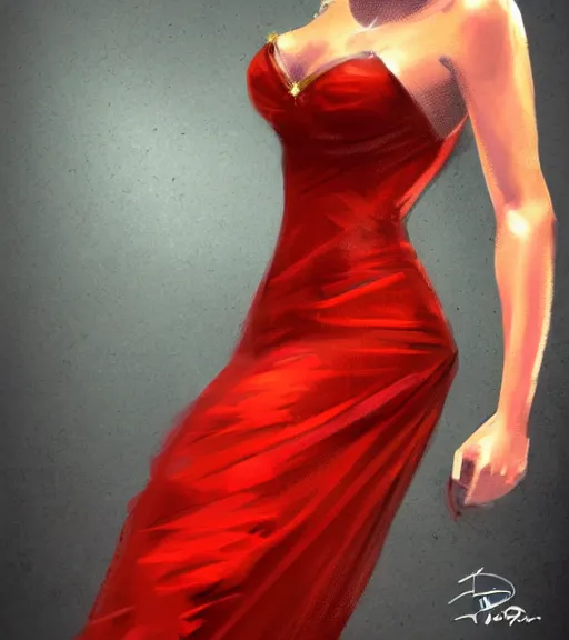 Image similar to a woman wearing a golden dress and a red shirt, concept art, hd, stunning, tran ross