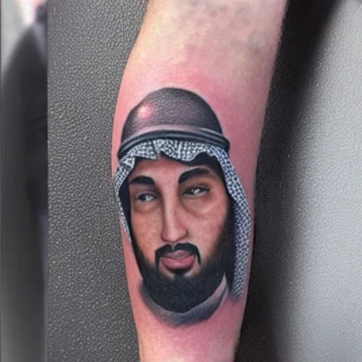 Image similar to a tattoo of a mohammed bin salman