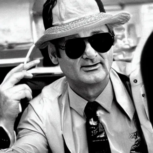 Image similar to bill murray in fear and loathing in las vegas, movie still, promotional shot