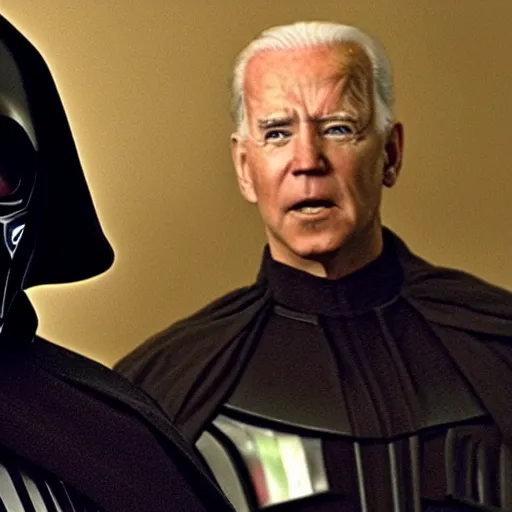 Prompt: Darth Biden, Joe Biden staring at the camera, Joe Biden dressed as a sith lord in the new star wars, promo still