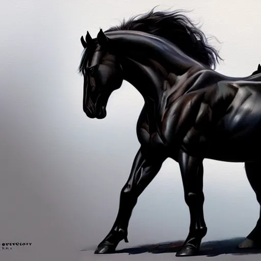 Image similar to an enormously muscular black - coated anthro horse at a research facility wearing skintight body armor, highly detailed, digital painting, artstation, concept art, illustration, art by artgerm, greg rutkowski, wlop