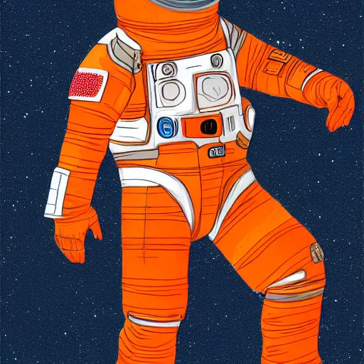 Prompt: An orange scifi spacesuit, digital art